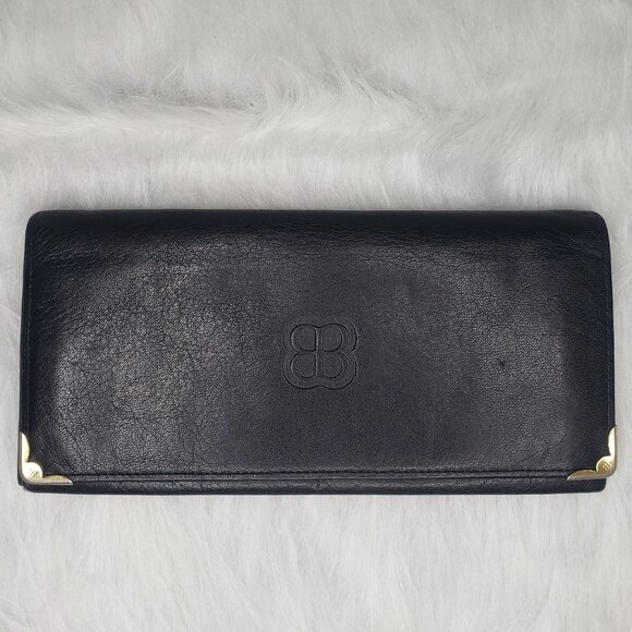 Balenciaga Long Bifold Wallet - Vintage Black Leather w/ BB Embossed Logo - Picture 1 of 10